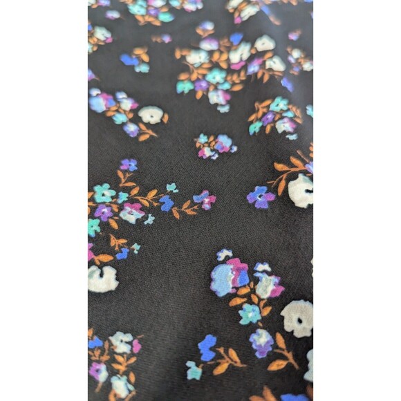 J.Jill Wearable Women Top XS Floral‎ Tunic Chiffon Black Pleated Ribbed Flowy - Picture 2 of 10